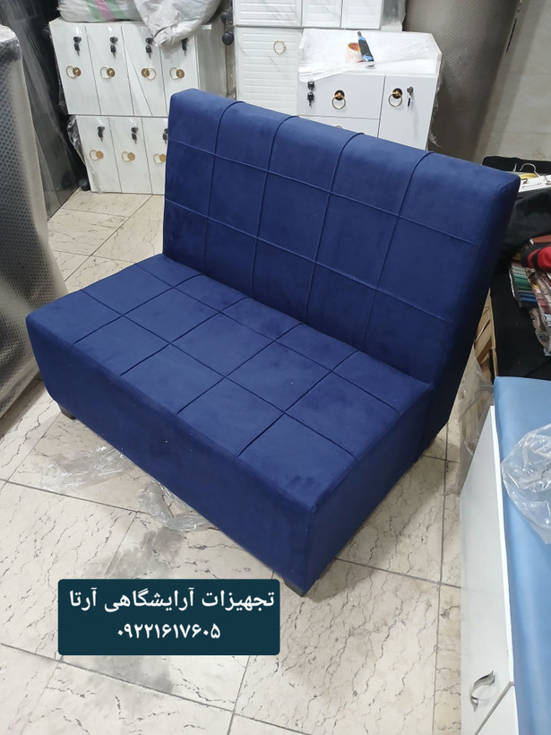 مبل گیم نت دونفره روکشپارچه ابعاد ۷۰×۱۰۰ کلاف چوب نشیمن اسفنج مبلی