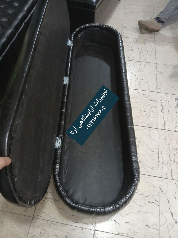 پاف باکسدار ۳ نفره باروکش چرم خارجی آلگرو پایه فلزی