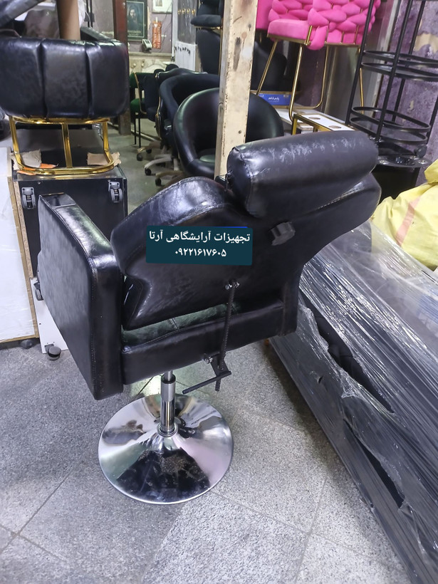 صندلی آرایشگاهی مدل گلایل دارای جک دستی جهت تنظیم ارتفاع پایه پنج پر
